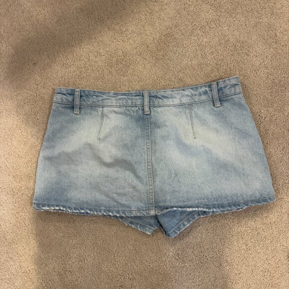 Free People We the Free Gallivanting Peekaboo Denim Skort/Skirt - Picture 2 of 5